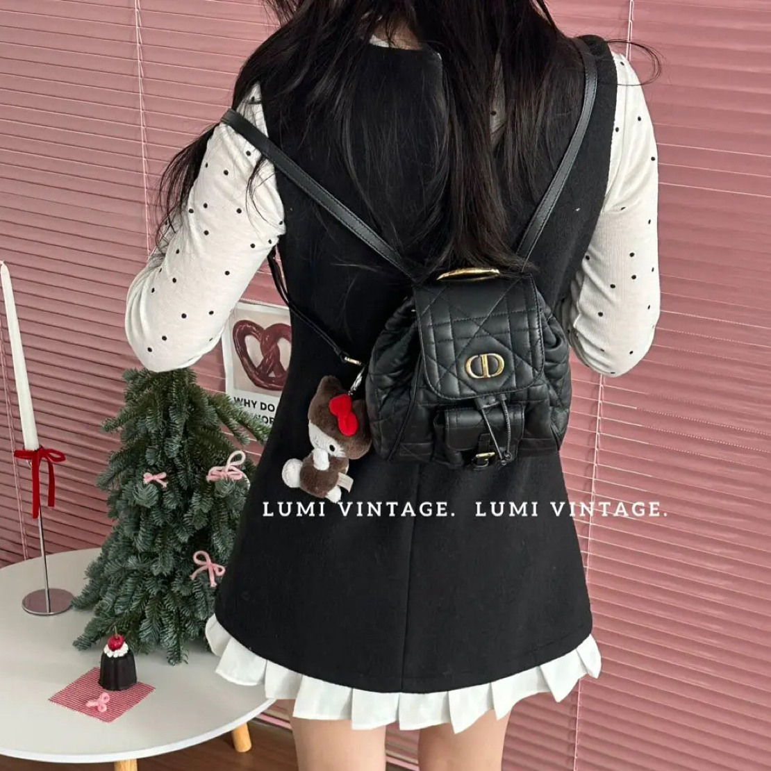 95新 DIOR/迪奥 Lumi包展-黑金Caro mini双肩包