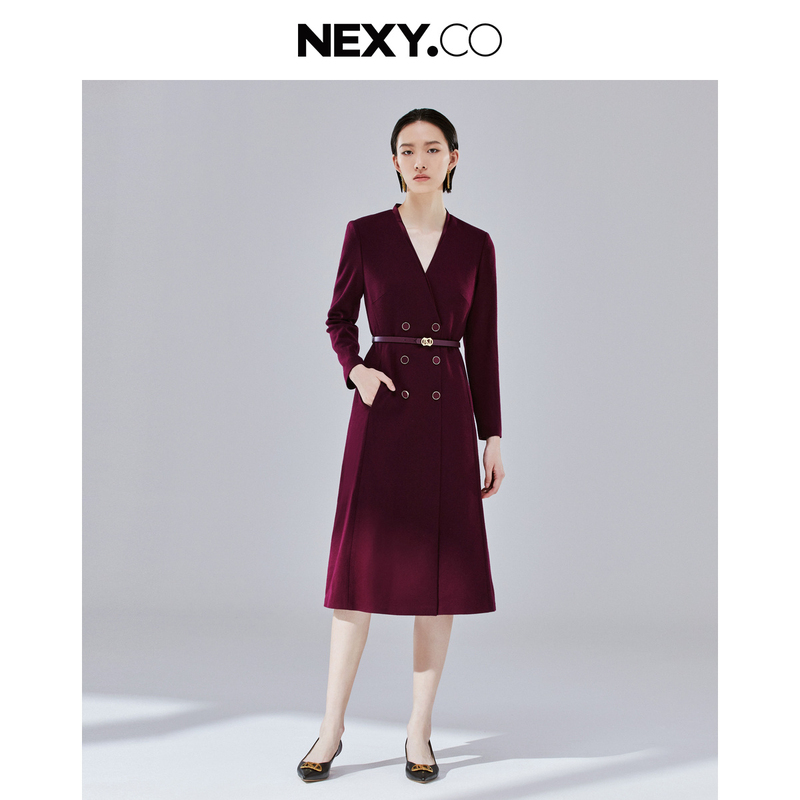 NEXY.CO/奈蔻|连衣裙|新款|绵羊毛|轻奢|气质|中长款|XF05189U8