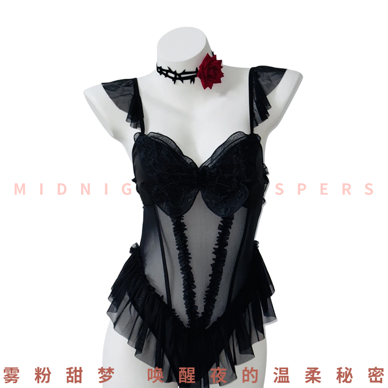 雾粉甜梦【80-120斤】2175夏季显瘦甜美连体性感超短薄款露背睡裙