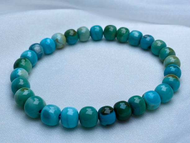 原矿高瓷蓝绿水波纹绿松石手串