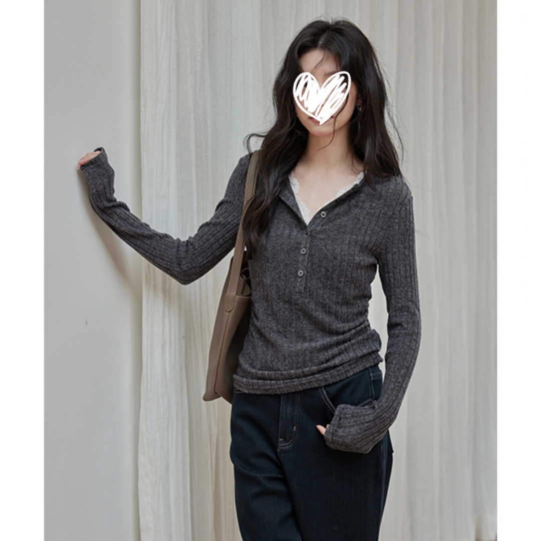 2025新款春秋韩系时尚上衣修身高级小众气质时髦假两件t恤女