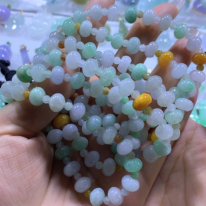 翡翠颈饰未镶嵌天然翡翠A货手串多样性发货发其一