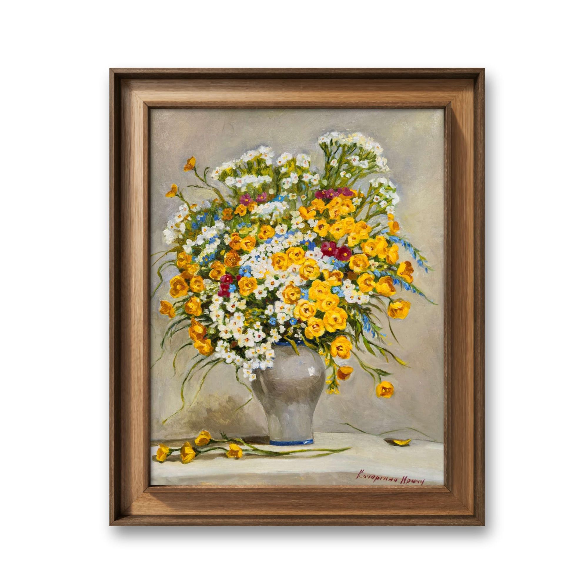 D50.29俄罗斯原创手绘油画伊丽娜《明媚花束》40*50cm 2025年客厅