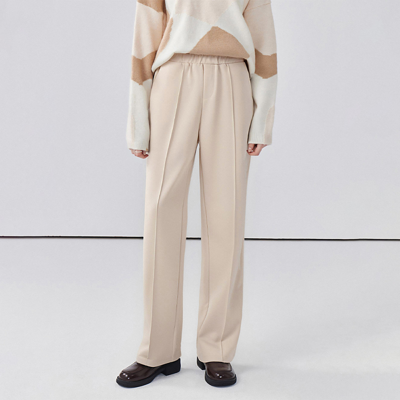 宝藏好裤子！厚实保暖~高腰松紧压褶多色呢料直筒通勤百搭休闲裤