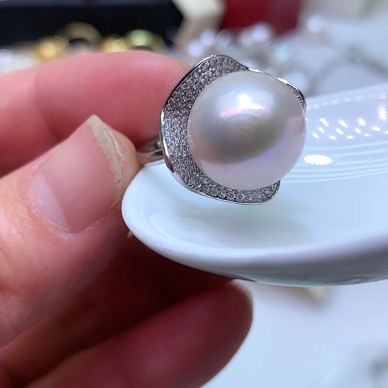 淡水珍珠耳饰银S925镶嵌