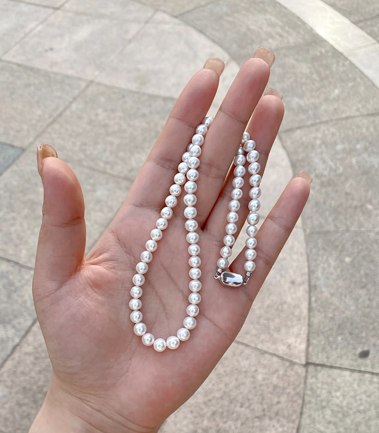 【白月光】  7-8mm冷白极光近无暇 天然无核珍珠 S925银时尚百搭