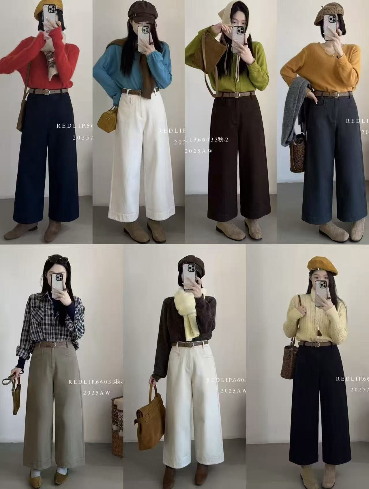 【代莹优选】66033秋季新款九分裤高腰显瘦休闲直筒裤