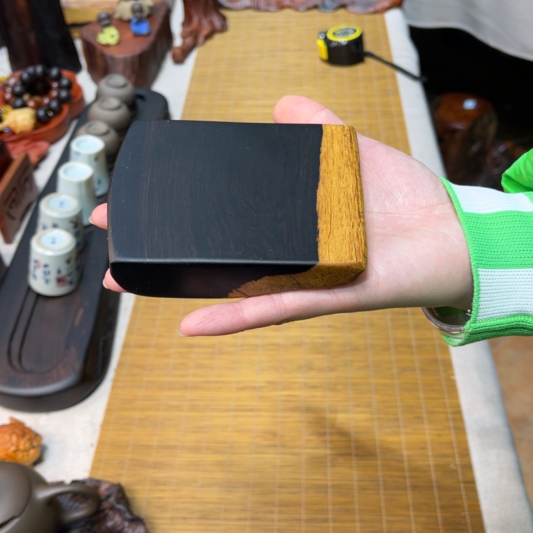 紫光檀随形杯垫壶承