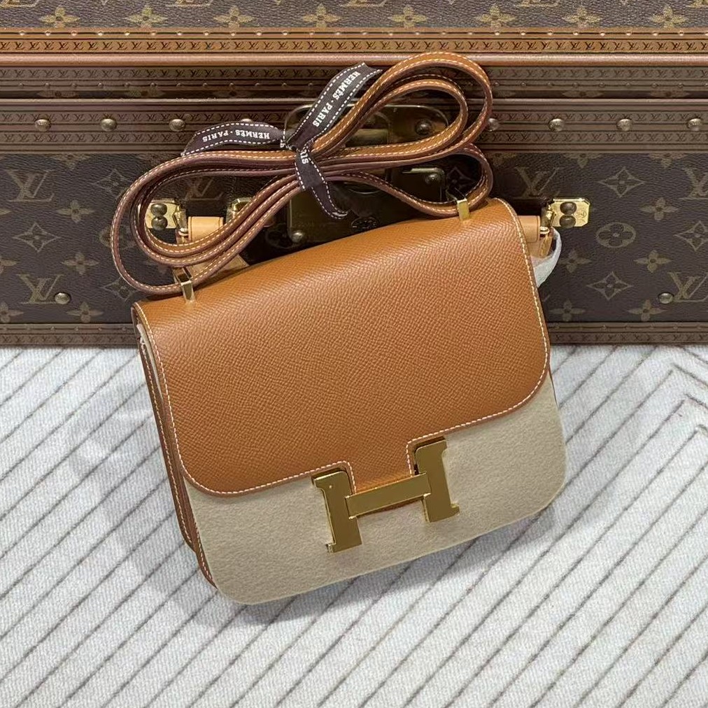 99新 Hermes/爱马仕 贝贝/爱马仕金棕金康康19包