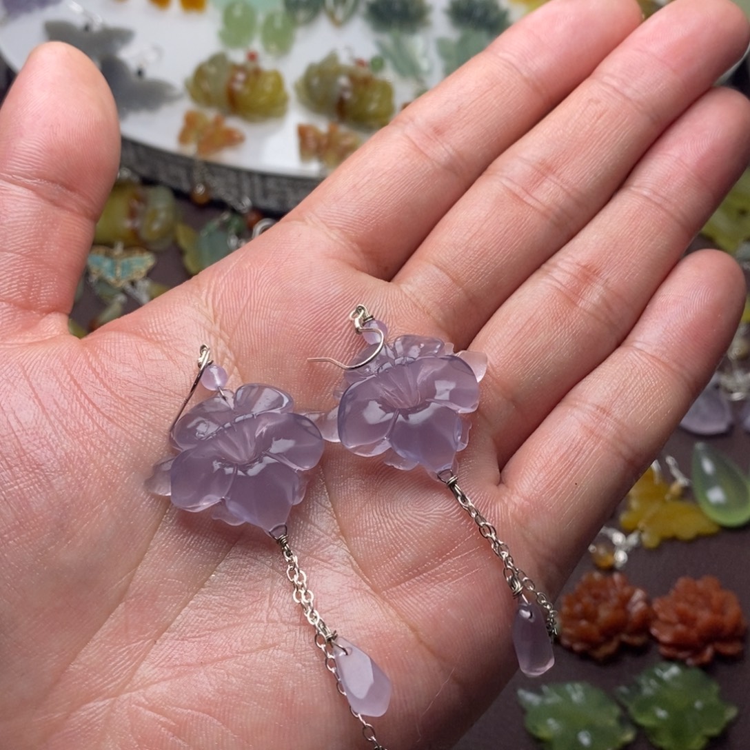 平***意蛇纹石玉合金耳饰/颈饰