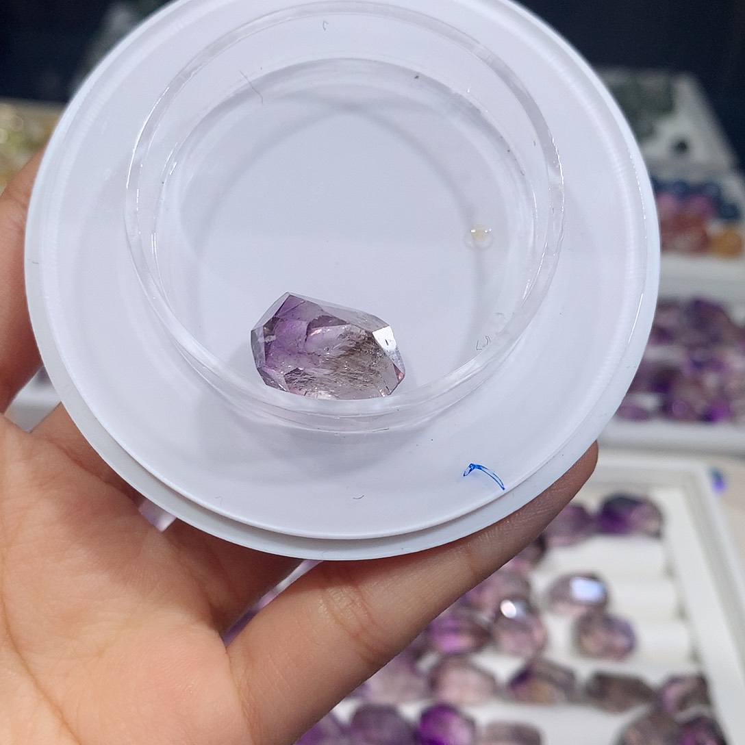 未镶嵌珠宝半成品水晶超七随行打孔定制不退换