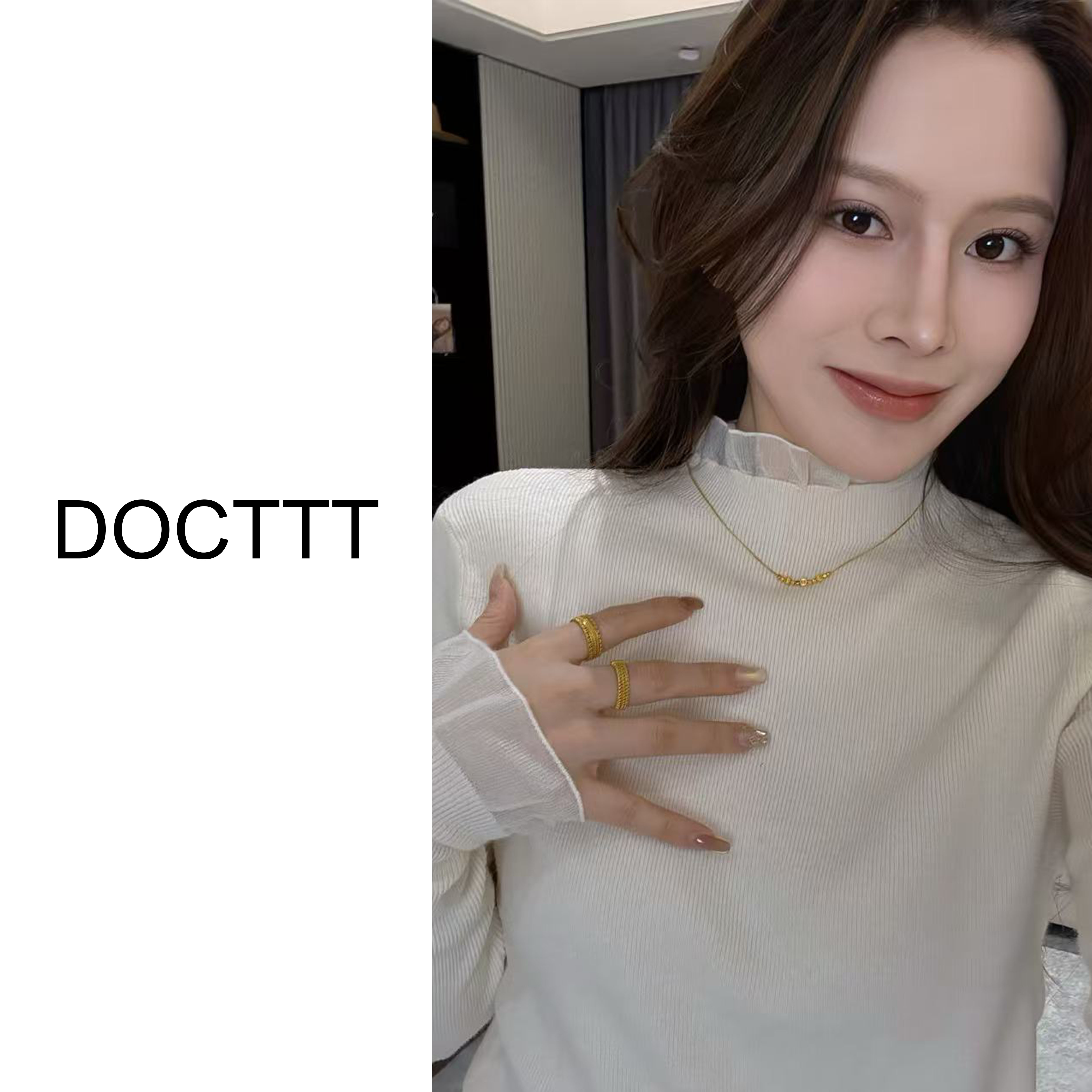 《DCT》星光闪耀*温柔风蕾丝边半高领针织打底衫D25245