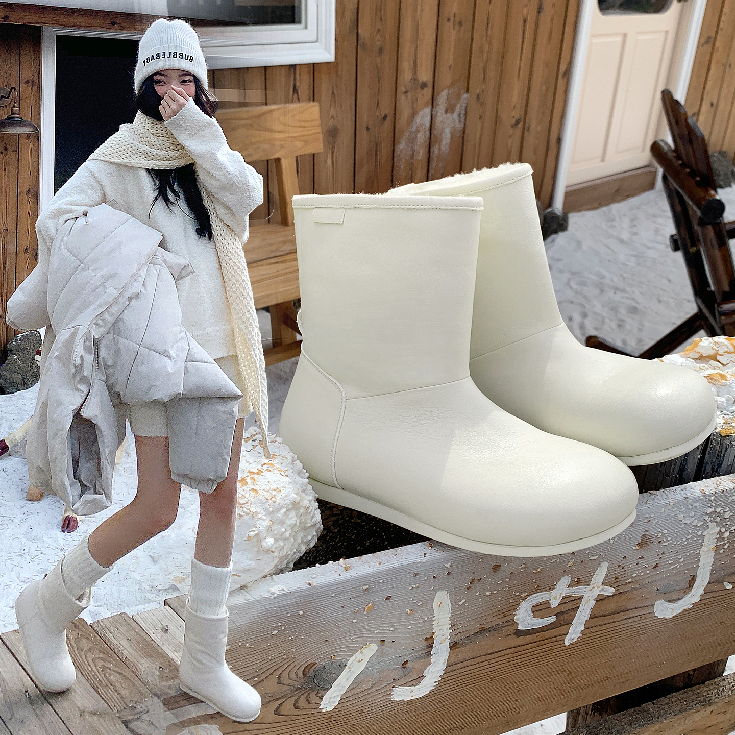 真皮雪地靴女款2025新款冬季防水靴子女冬加厚加绒棉鞋休闲雪地棉