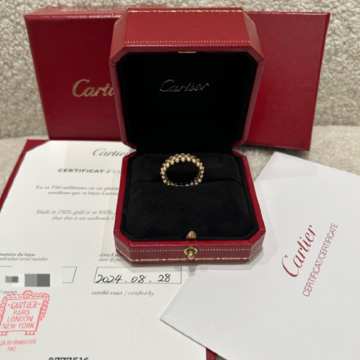 99新 Cartier/卡地亚 小号款子弹头铆钉18k玫瑰金戒指，尺码：53号