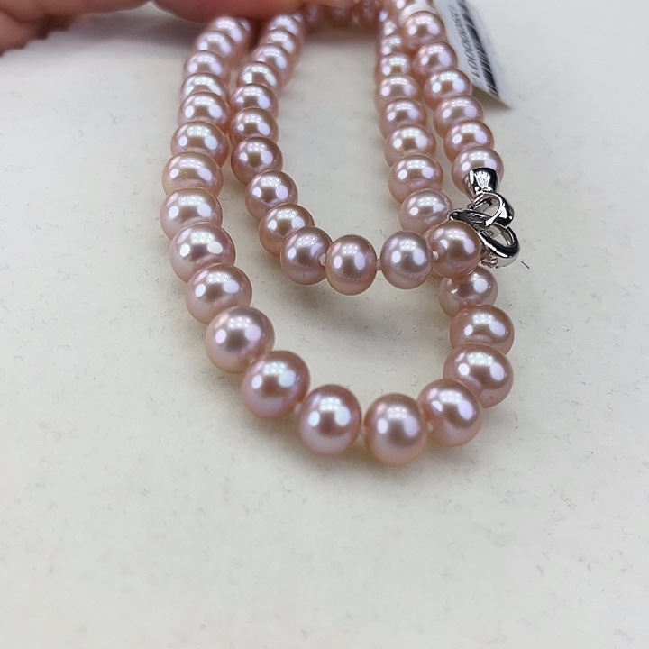 淡水珍珠颈饰银S925镶嵌8➕淡紫色
