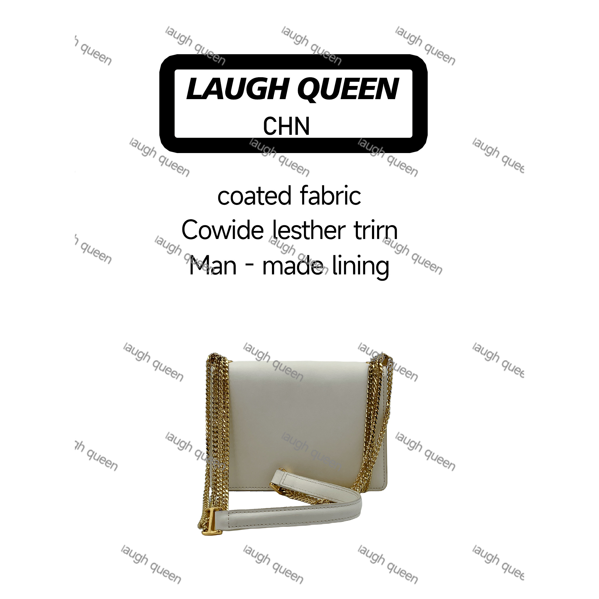 Laugh Queen手工打造真皮女士新款包10129舌 单肩 粉色白色 20cm