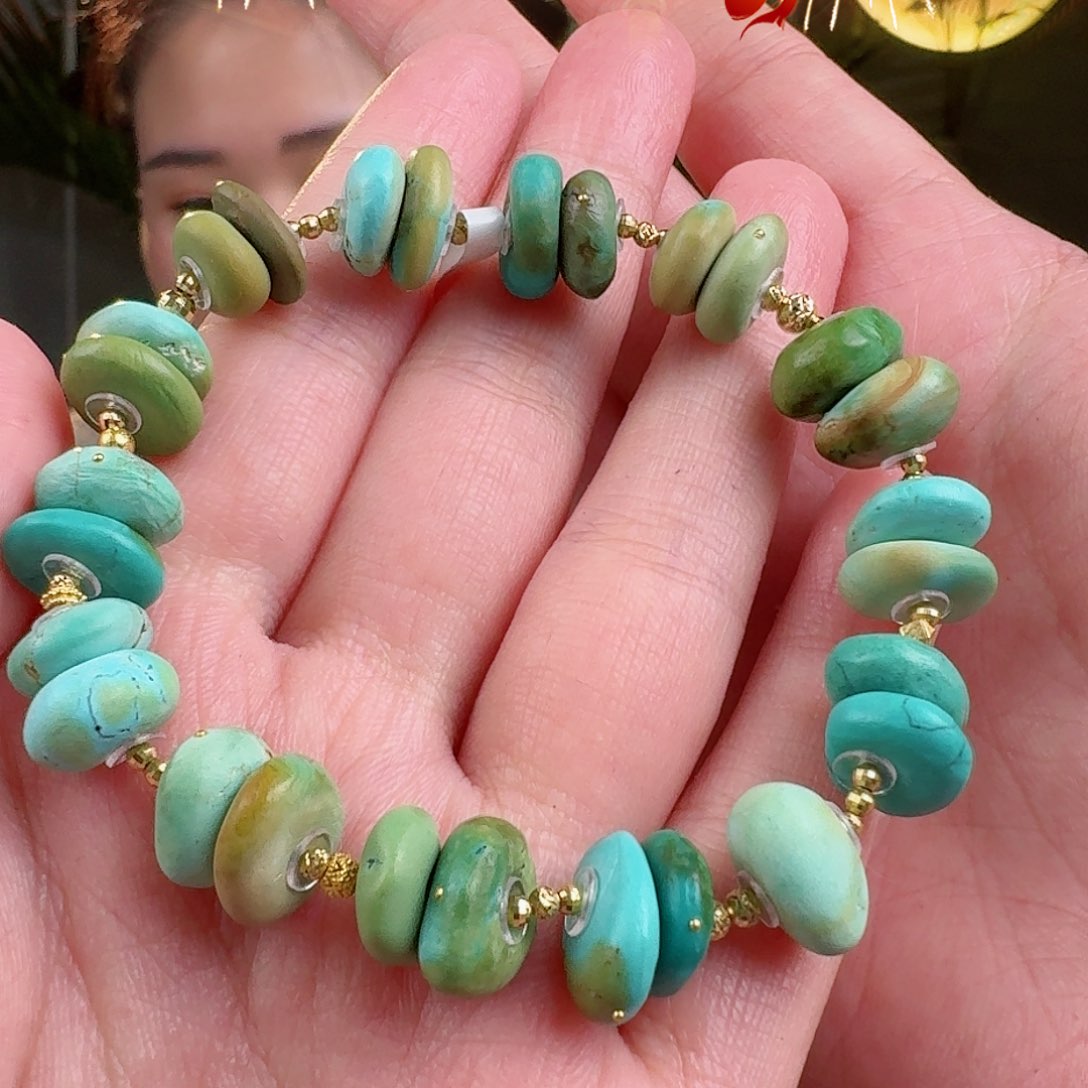 绿松石珠宝奇石18K金镶嵌