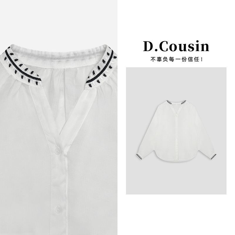 【D.cousin】南法风小衫｜1oo%苎麻 度假风 唯美轻薄舒适衬衫70008