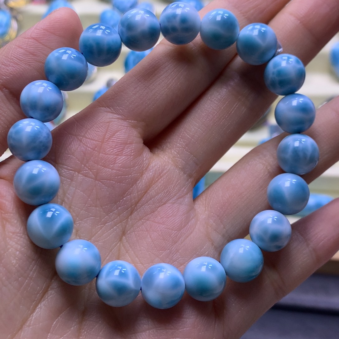 针钠钙石（海纹石）未镶嵌手串10+手串色差略异