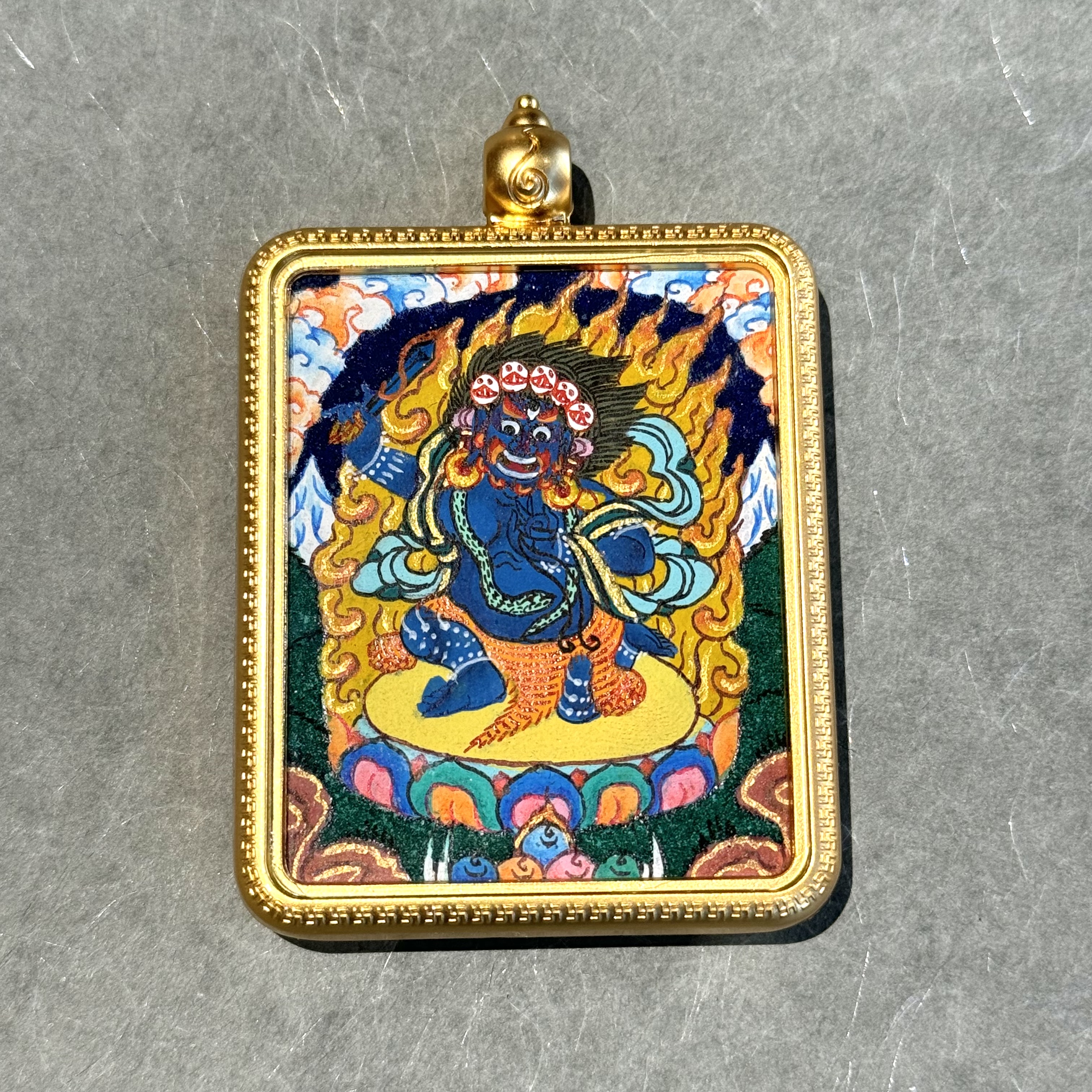 纯手绘八大守护唐卡吊坠粗矿砂彩唐系列