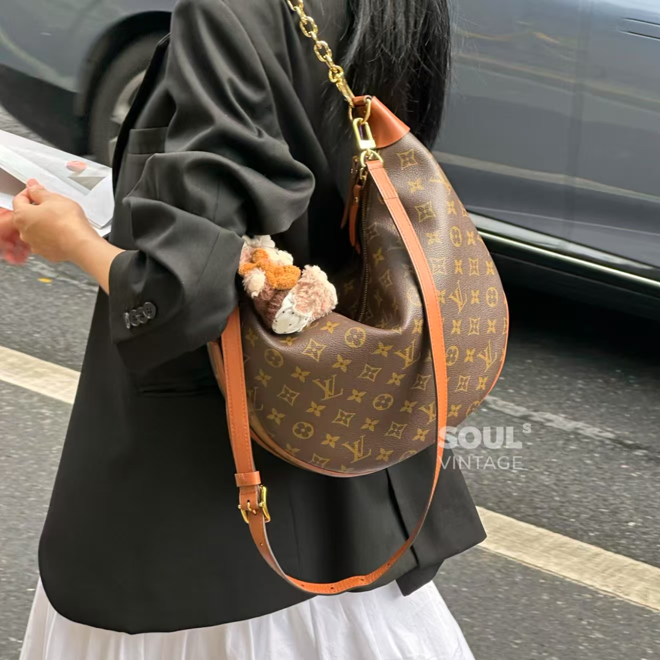 95新 LouisVuitton/路易威登 Lv 老花 大月亮单肩包/694702756