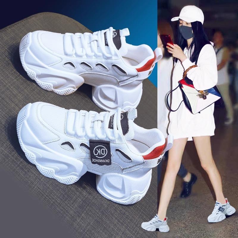 杨幂同款厚底运动老爹鞋女显脚小2025新款轻便百搭爆款内增高单鞋