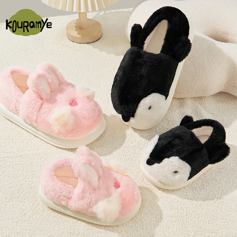 25年新款亲子保暖卡通棉拖鞋包跟冬季毛绒家居鞋儿童棉拖