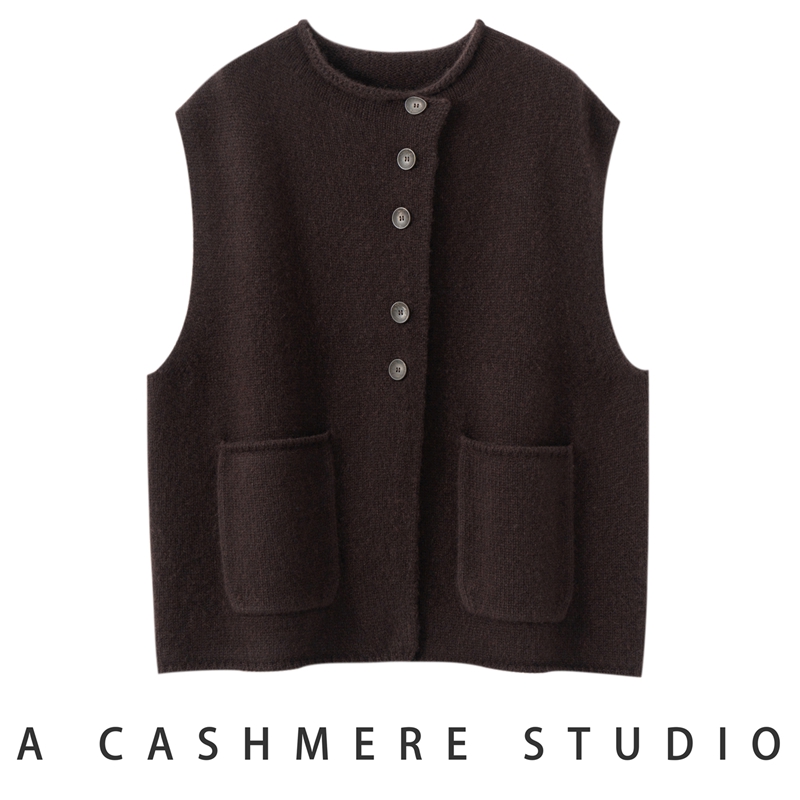 【巨洋气】100%纯山羊绒坎肩加厚宽松纯羊绒开衫马甲外穿老钱风