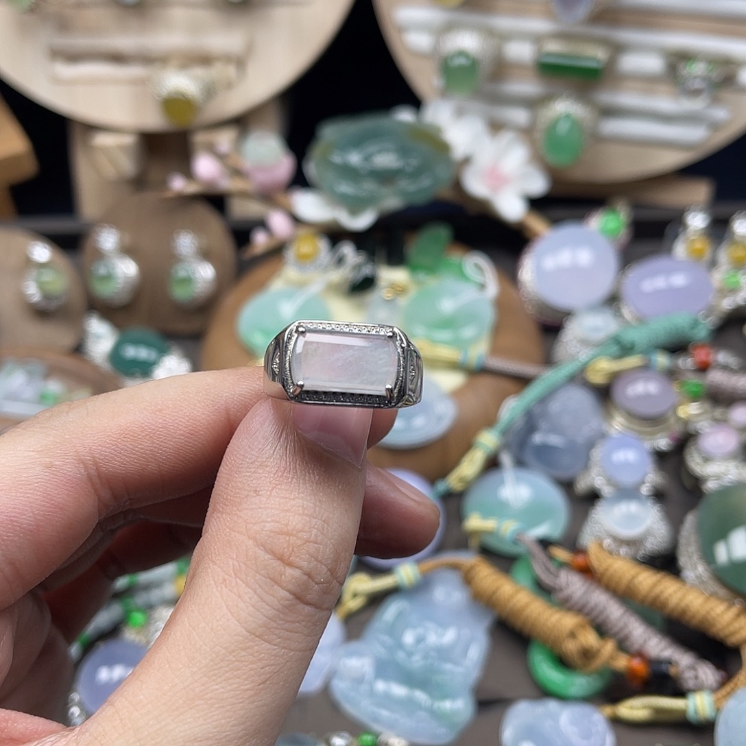 翡翠银S925镶嵌戒指