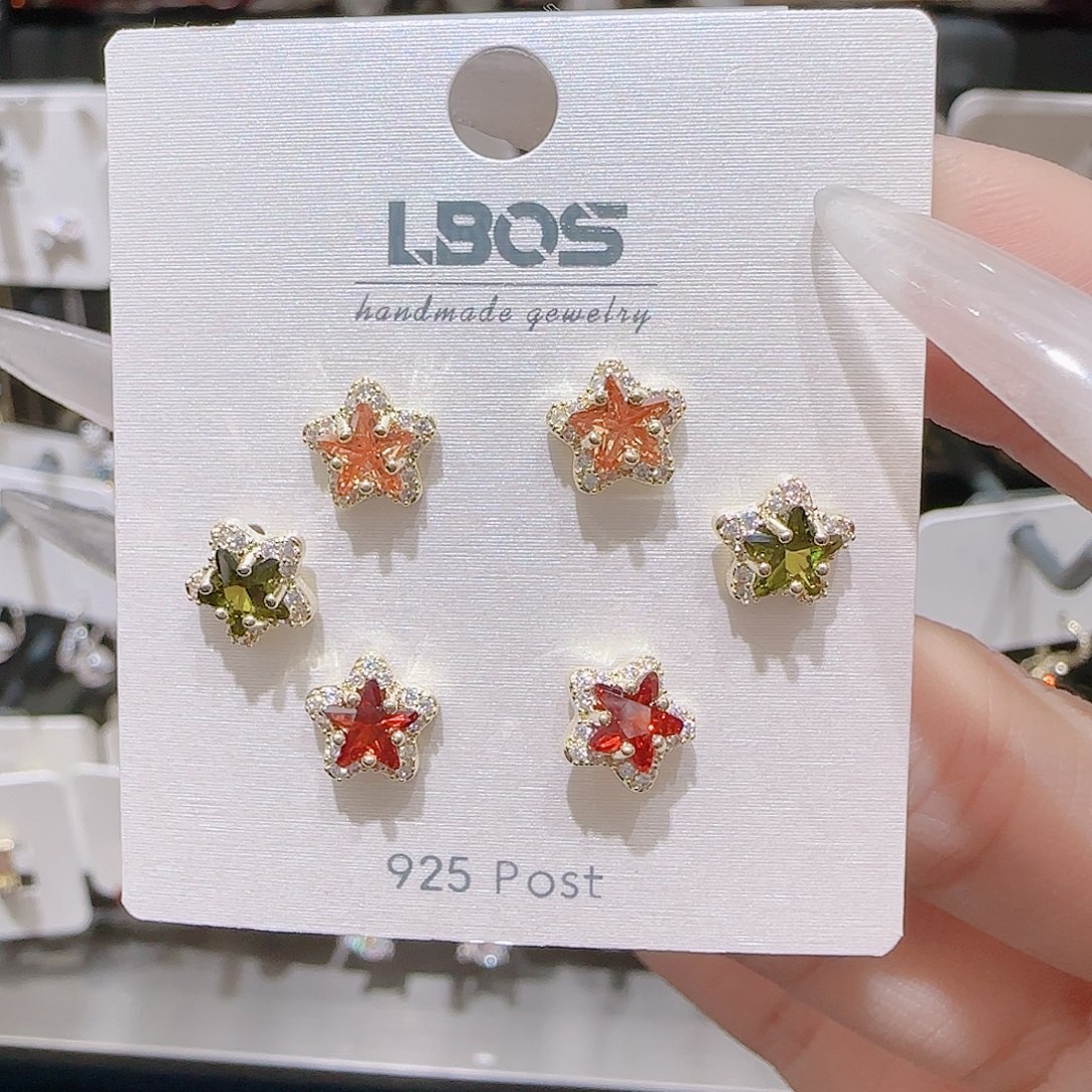 铜合金锆石925银耳环