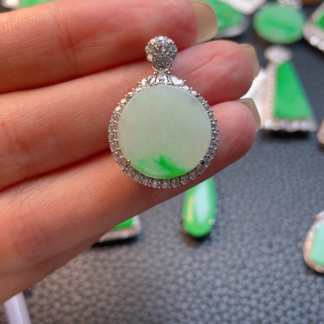 翡翠银S925镶嵌吊坠(不含链)