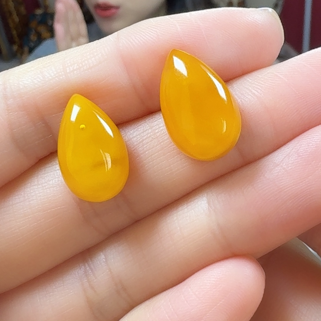 约***盒蜜蜡银S925镶嵌耳饰耳钉（多样发一）