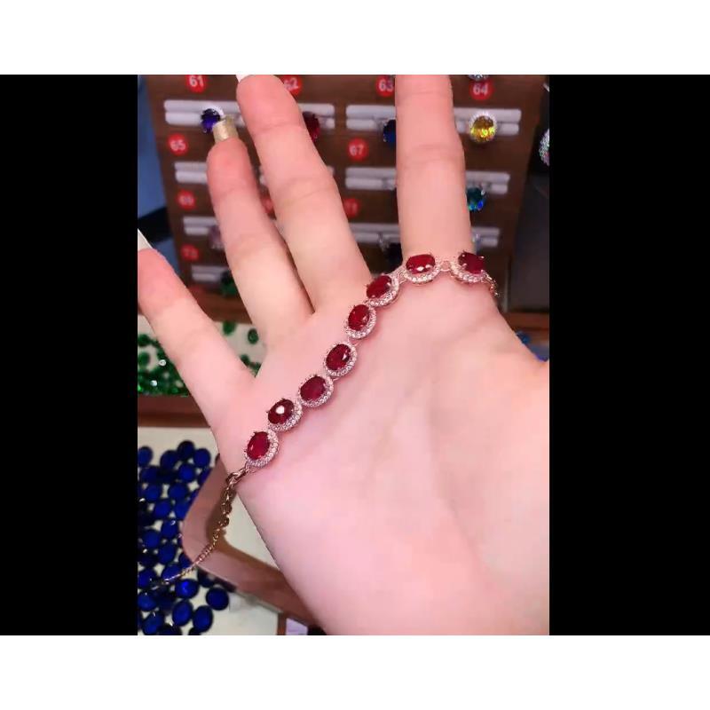 925银手链 925银手链  精致豪华镶嵌红色轻奢手链01210