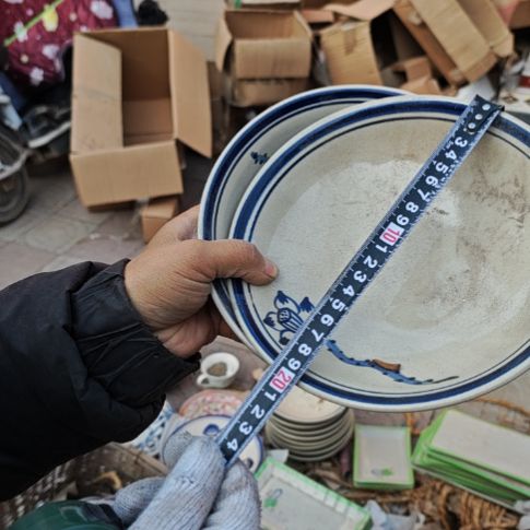 库存瓷片手绘碗两个