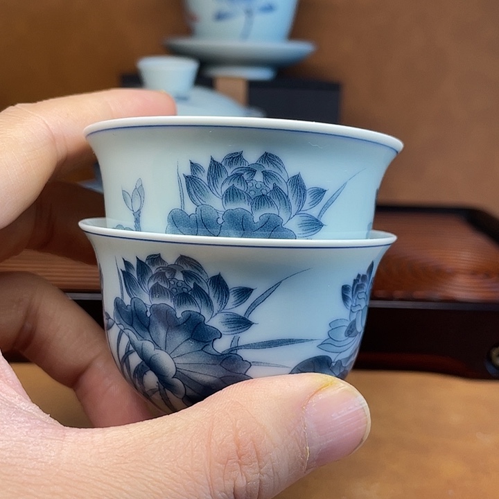 世***源复古荷花杯子60毫升2个