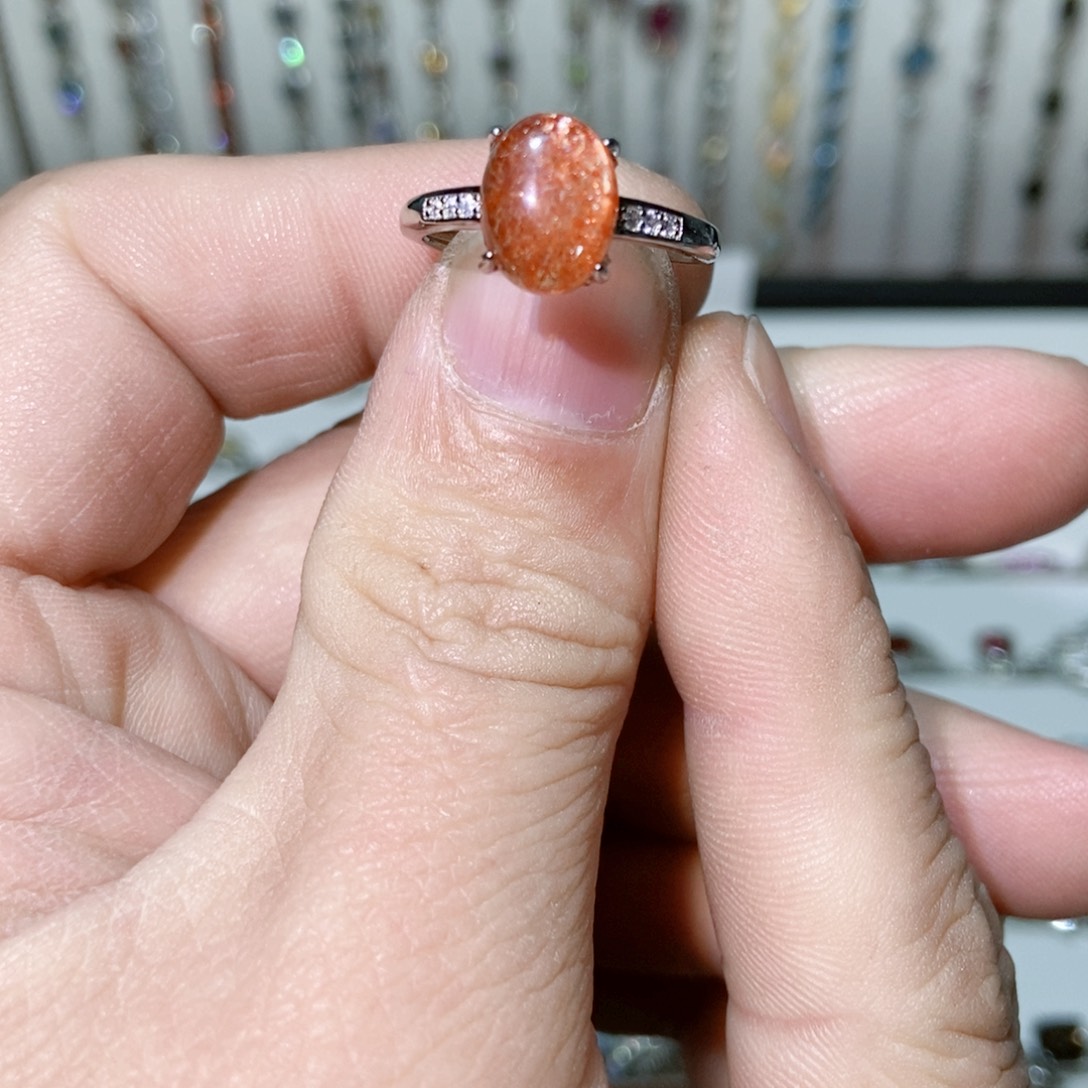 绿水晶戒指银S925镶嵌