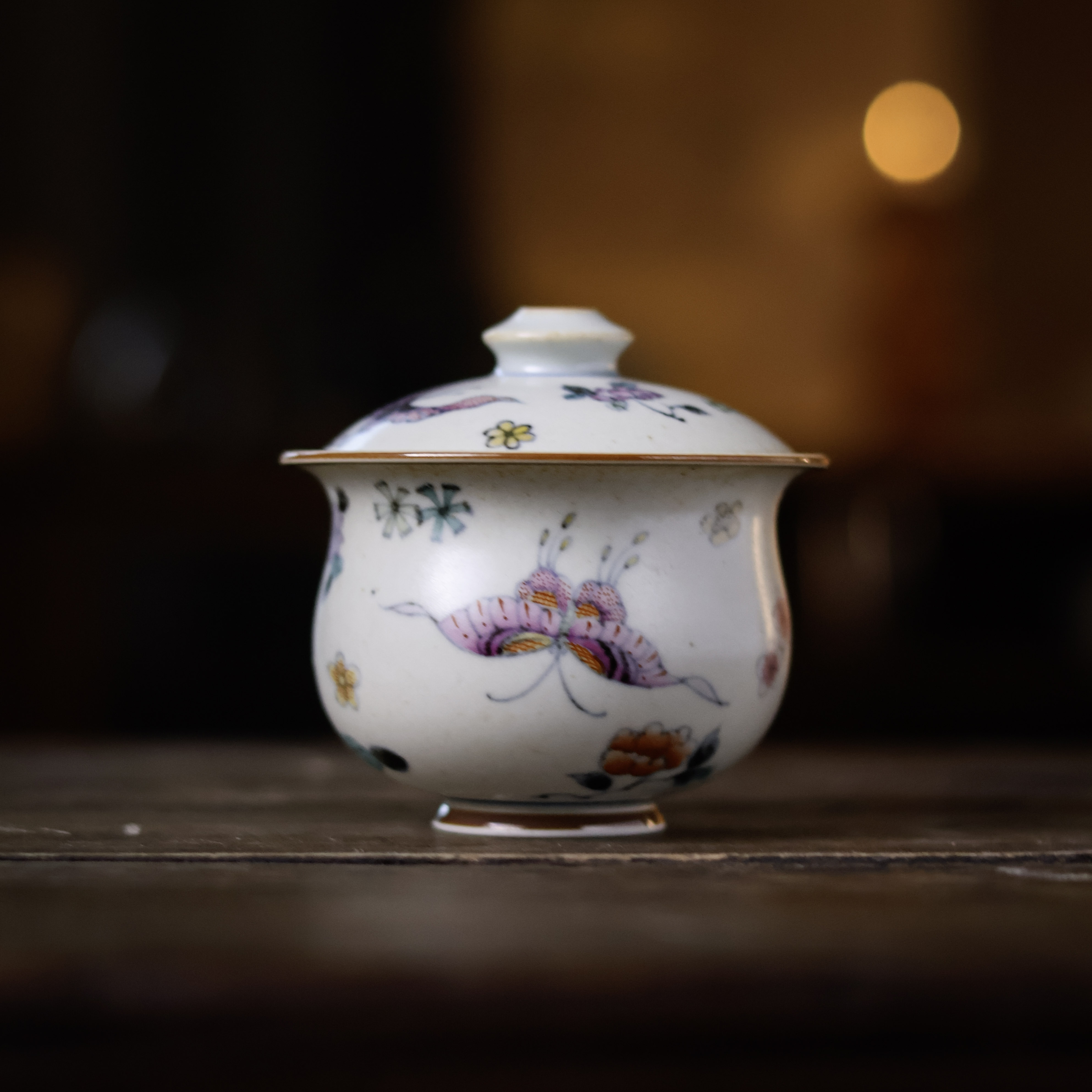 【霖溪山房】景德镇-蝶恋花福袋盖碗120ml