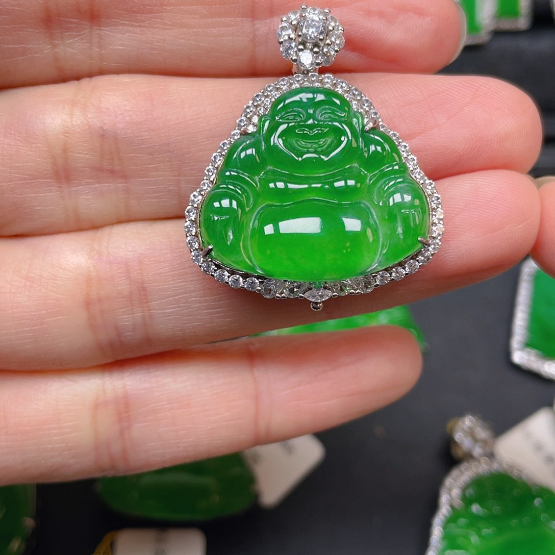 吊坠(不含链)银S925镶嵌翡翠吊坠