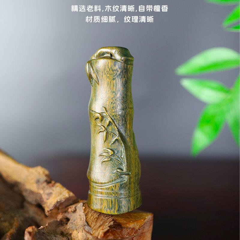 天然绿檀实木雕刻竹子节节升高手把件挂件文玩小摆件