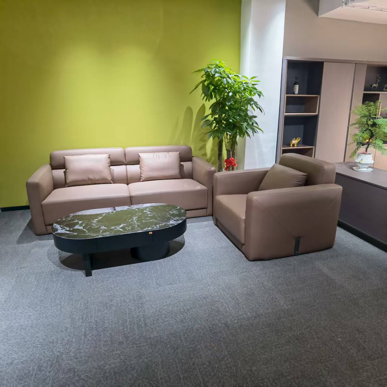 华祖新款高级简约现代皮艺沙发家用酒店民宿沙发茶几桌组合