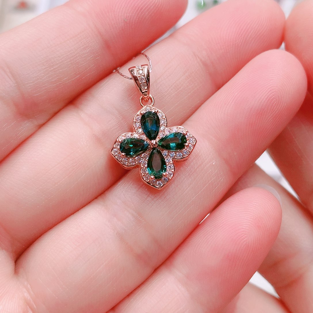 蓝宝石吊坠(不含链)银S925镶嵌