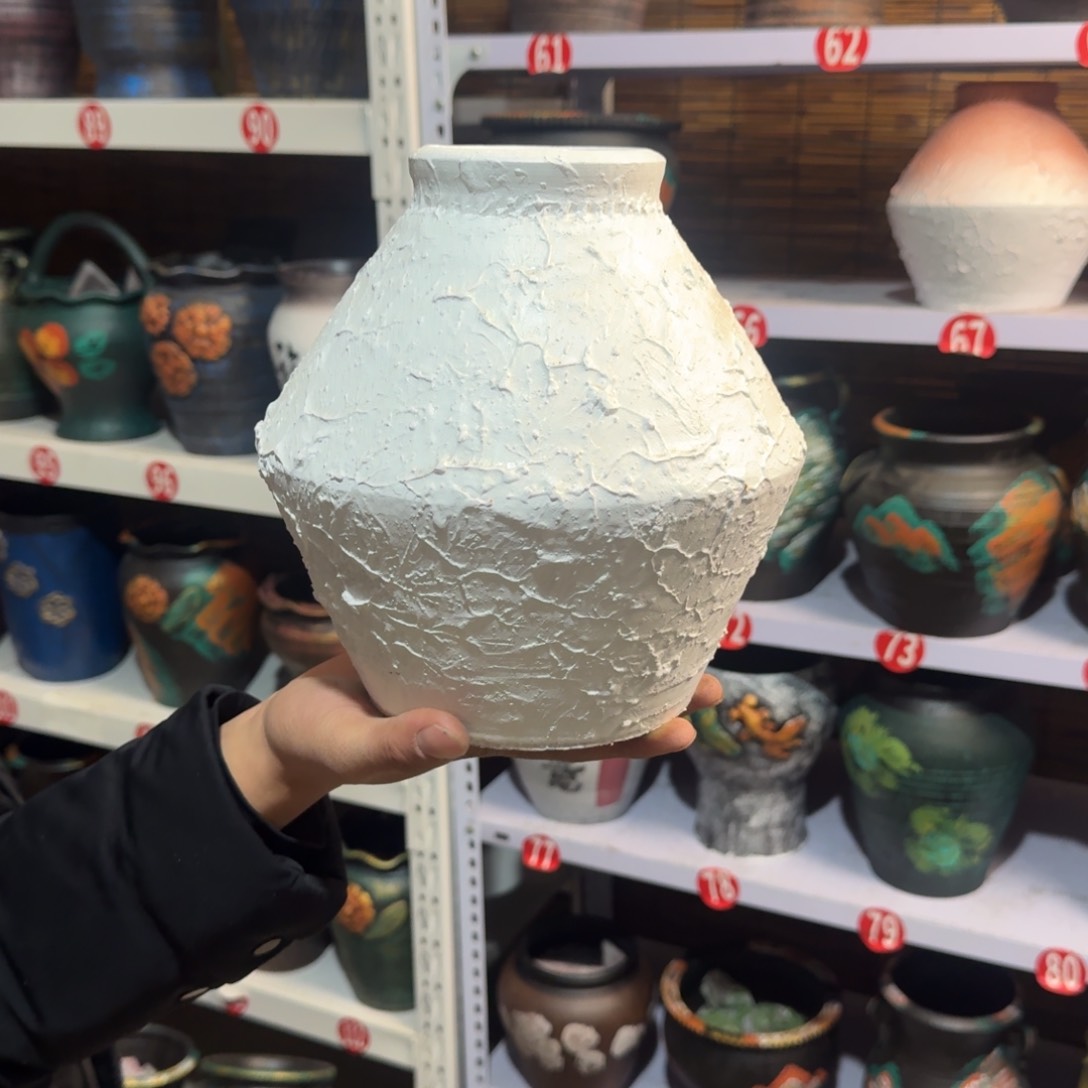 红陶红陶浮雕花盆炸炸炸