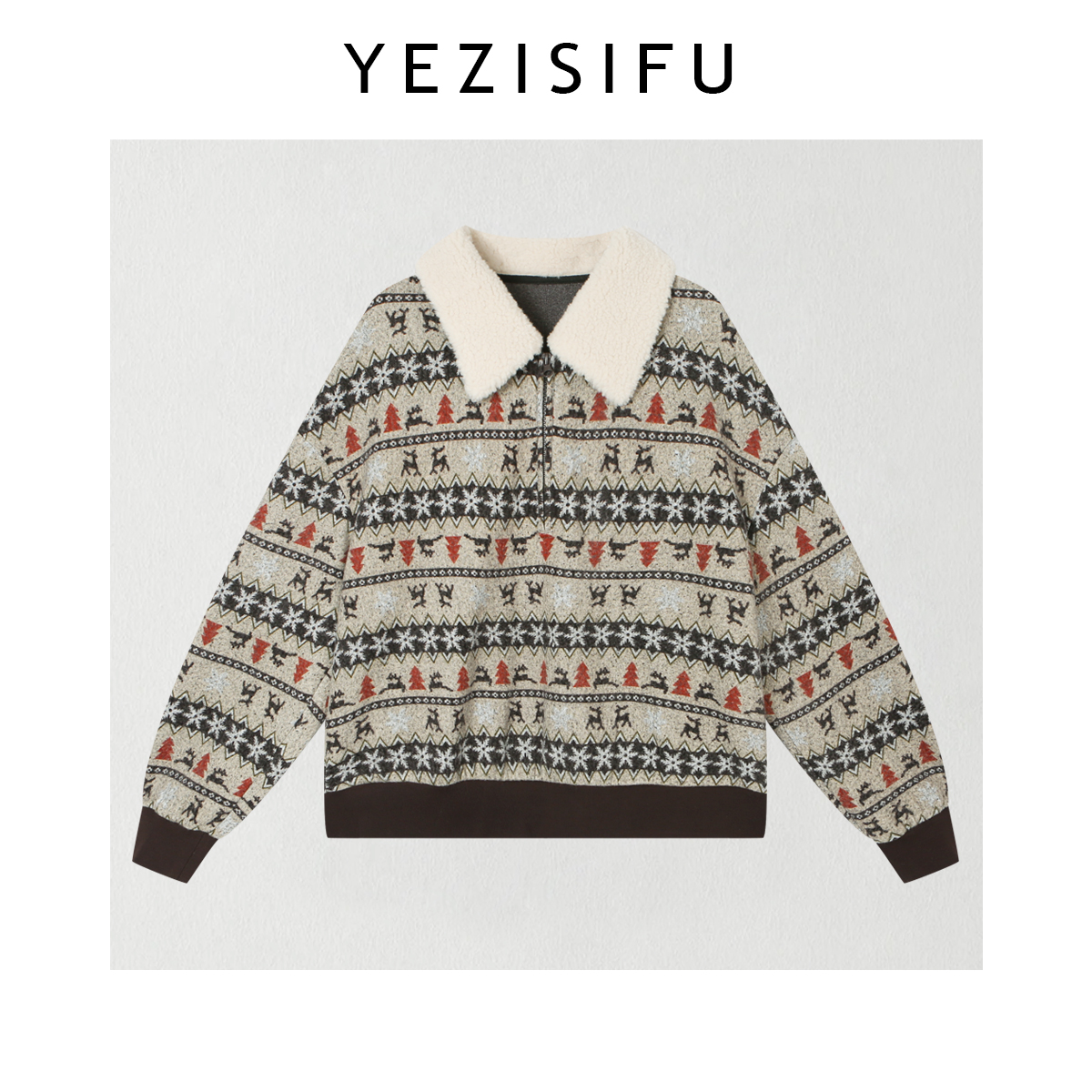 欧尼私服【雪花翻领卫衣】2025冬季新款翻毛领套头上衣 2512C8926