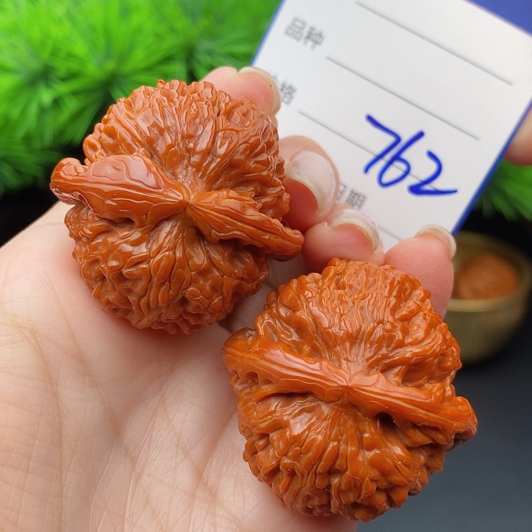 文玩核桃把件39球白762