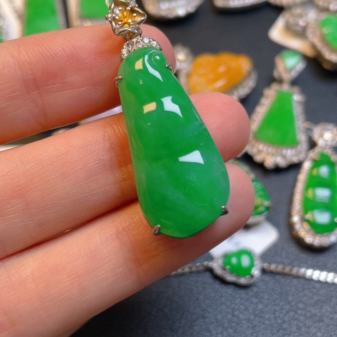 翡翠银S925镶嵌吊坠(不含链)