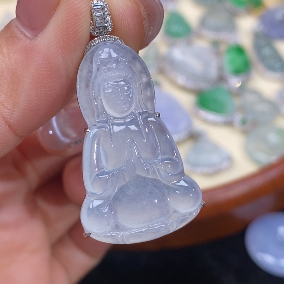 翡翠吊坠(赠链)18K金镶嵌