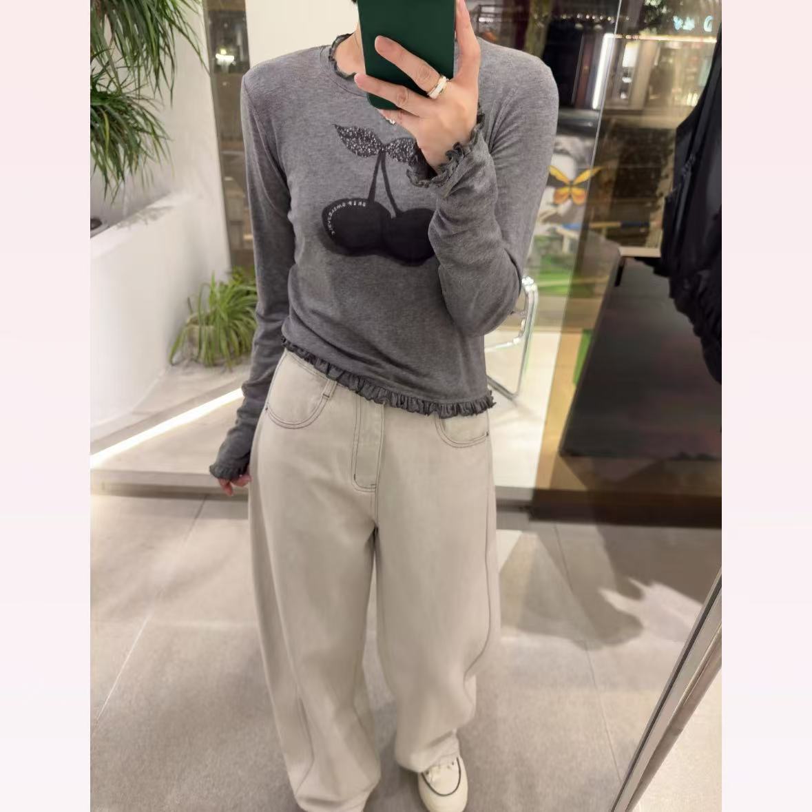 春苗女装   欧樱桃上衣      时尚百搭毛衣针织衫