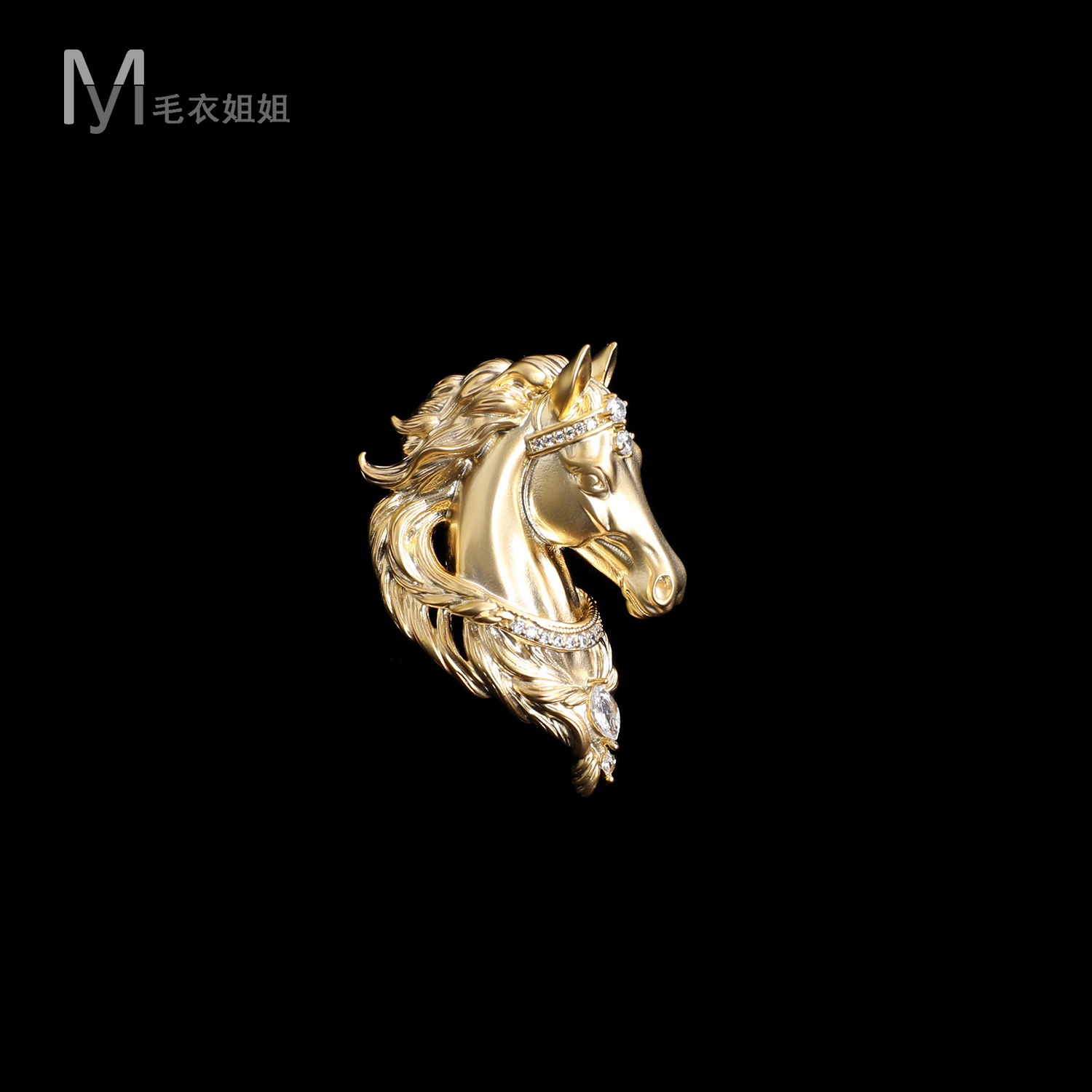 铜合金合成锆石胸针 【骑士精神】复古华丽战马胸针女809-XZ1265J