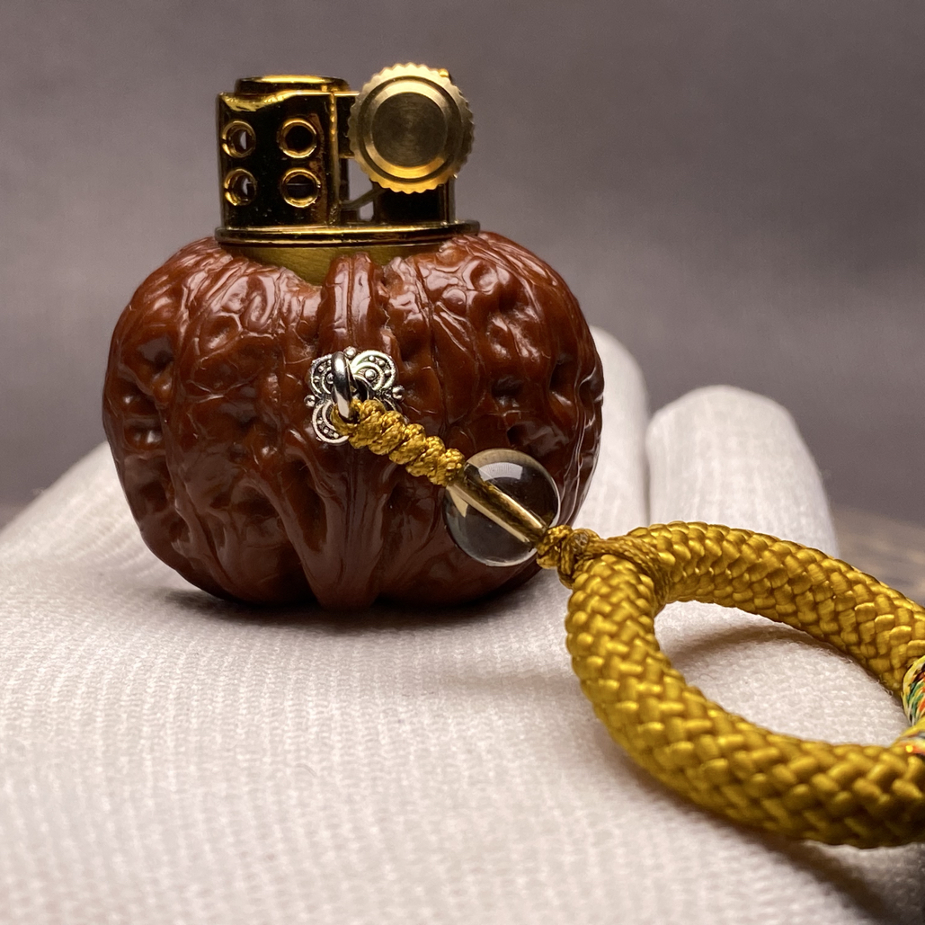 真核桃创意打火机可盘可玩可收藏文玩手把件打火机