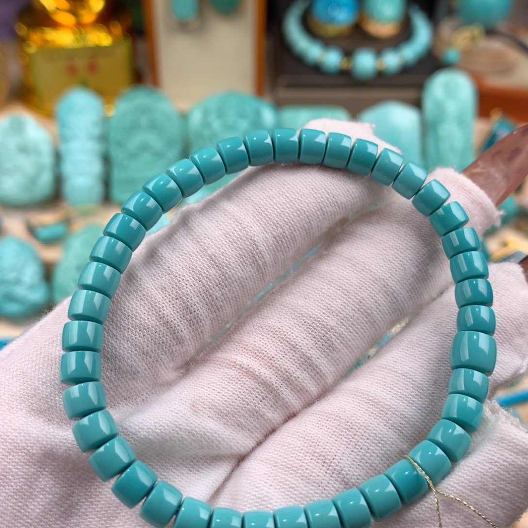 绿松石未镶嵌直切手串卡16100